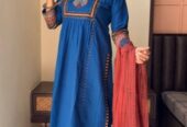 PURE COTTON PLEATED KURTA SET WITH PANTS & DUPATTA (All India Delivery Available)