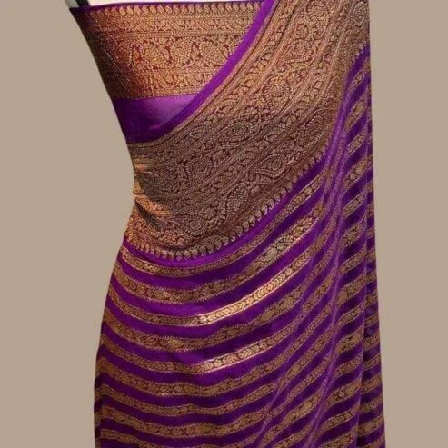 Bnarasi Katan semi Georgette fabric saree (All India Delivery Available)